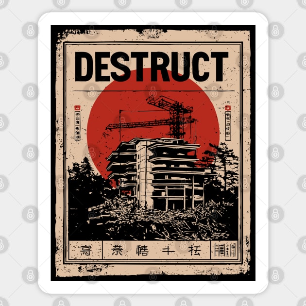 Destruct Urban Collapse Art Poster Sticker by TuncGK